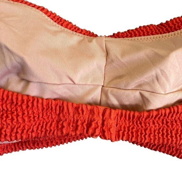 NWT J. Crew Retro Scrunchie Sweetheart Bikini Top in Vivid Flame Coral Red Sz 3X - Picture 8 of 16